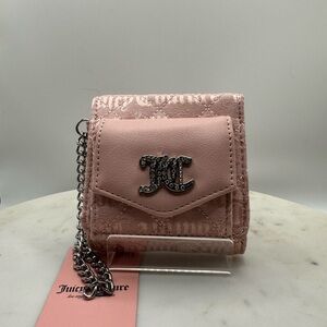 Juicy Couture Light Pink Wallet with Silver Chain NWT